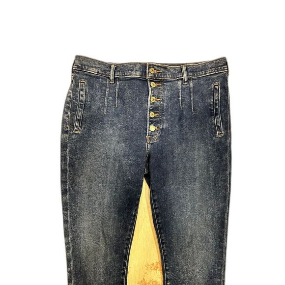 Y2K Express Button Fly Stretch Denim Jeans – Medium Wash, Slim Fit, High Rise - Picture 4 of 5